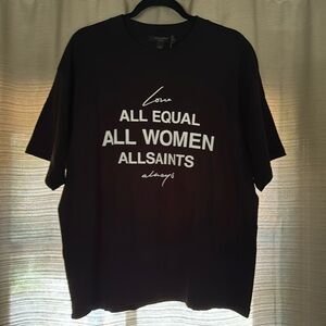 All Saints black oversized tee with logo